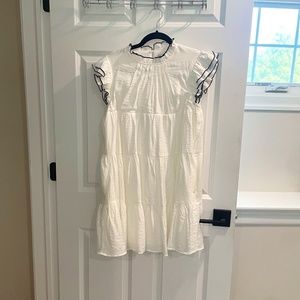English Factory White Contrast Stitch Babydoll dress size small